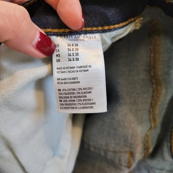 American Eagle Men Next Level Flex Slim Blue Jeans Size 34W x 30L - Picture 9 of 9